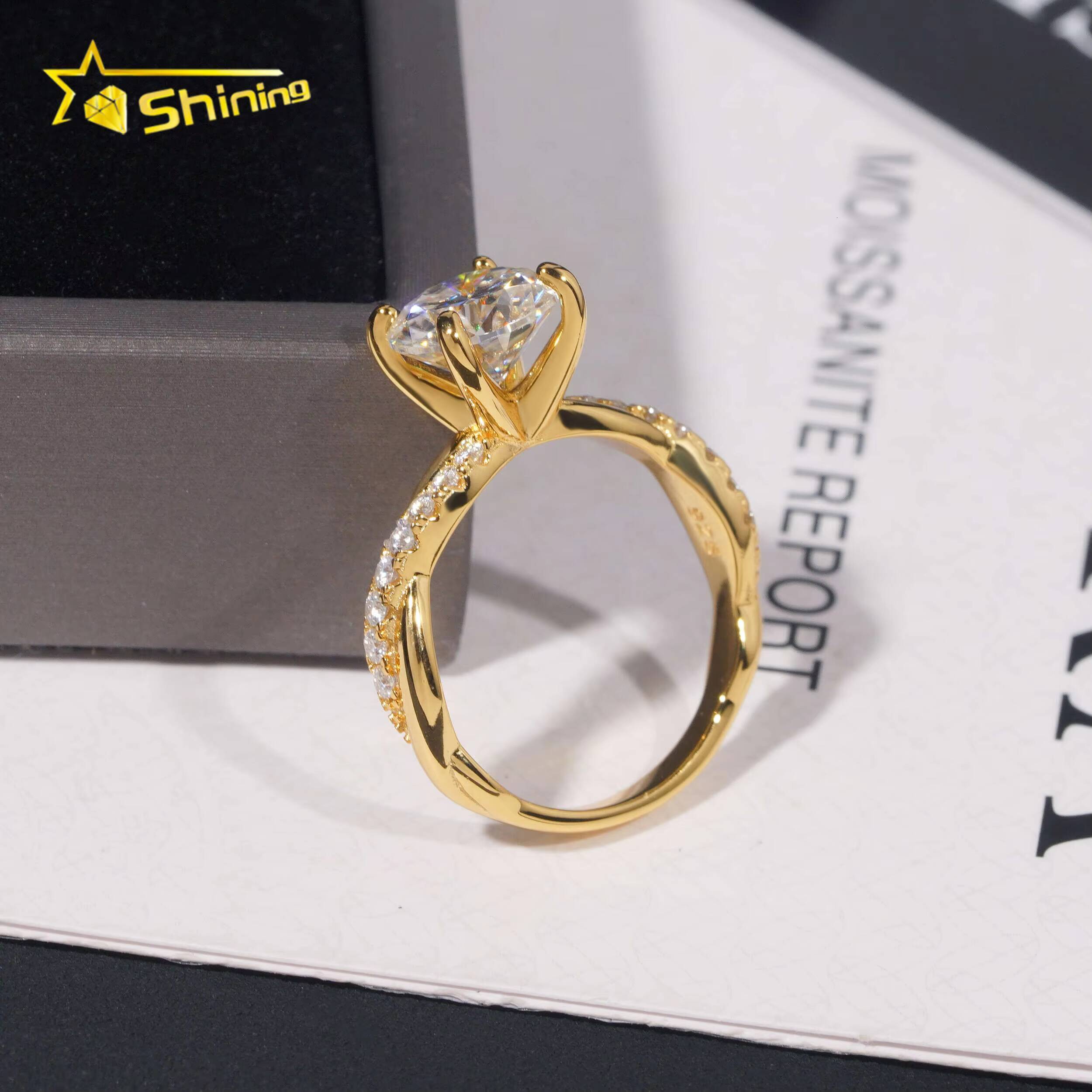 Fashion Jewelry Moissanite Diamond Wedding Rings 18K Plating Gold Sterling Silver Moissanite Ladies Wedding Rings