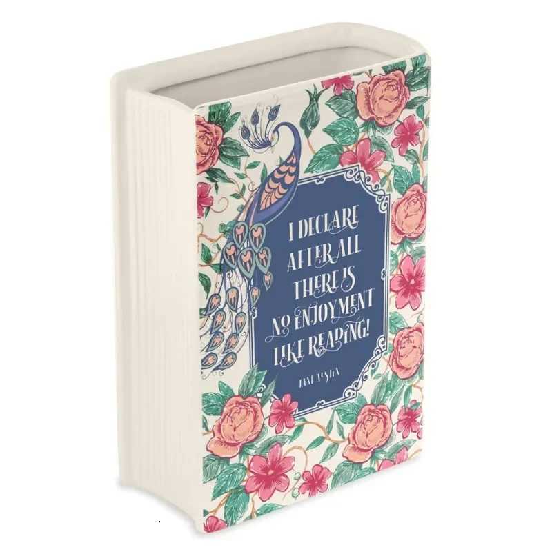 Creative Square Painted Flowers Book Ceramic Vase Flower Arrangement Art Crafts Irregular Table Vase Ornaments Home Decoration C251017