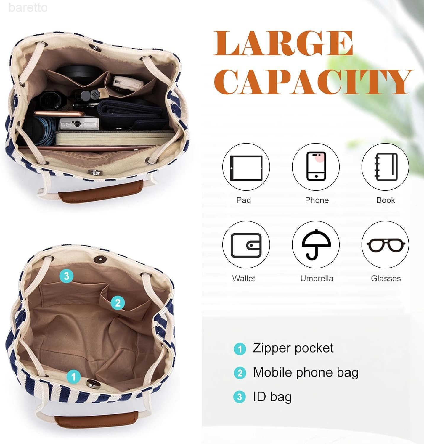 Womens Canvas Tote Small Bucket Shoulder Crossbody Bag Striped Beach Tote Z251017