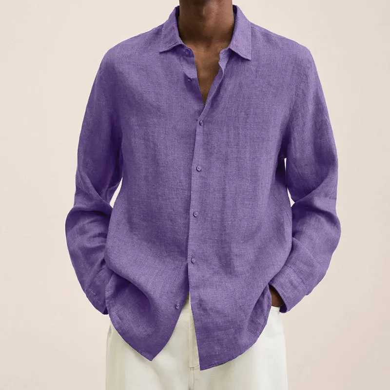 Oversized S5XL Men Cotton Linen Blouse Tops Summer Spring Turn Down Collar Long Sleeve Office Work Blouse Shirts SZEST22071 J251017