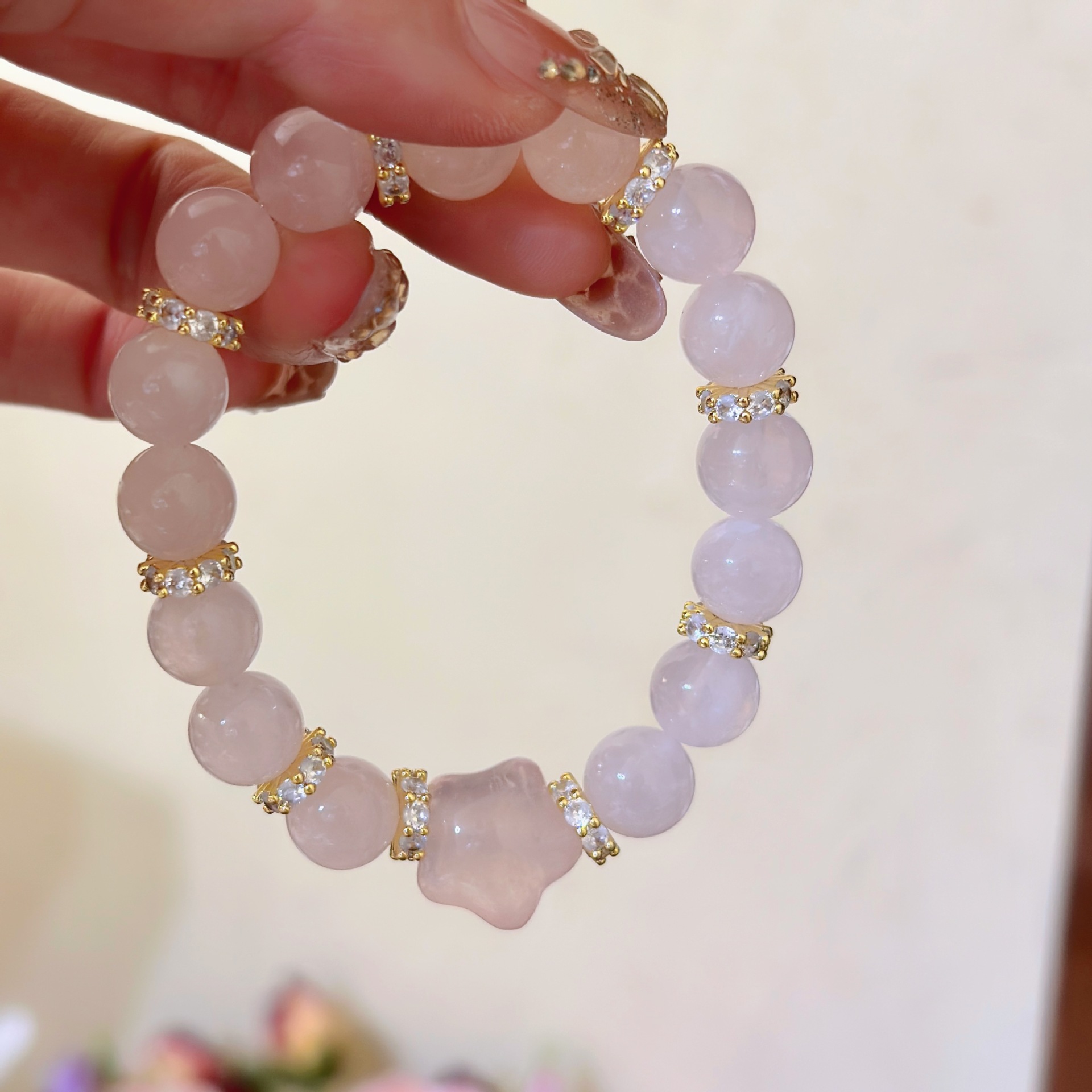 Pink Powdered Celestial Pink Quartz for Her: Elegant Madagascan Crystals & Shiny Pendant