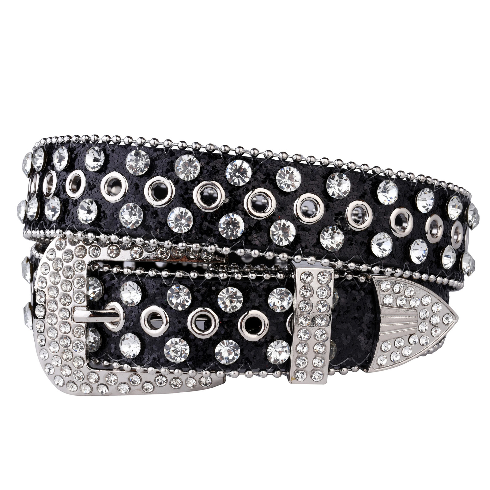 Silvery Sparkly Rhinestone Belt Y2K Beads Decor Sequin Belt Punk Western Cowboy Cowgirl Belt Jeans Pants Belt Decorative PU Belt 251010