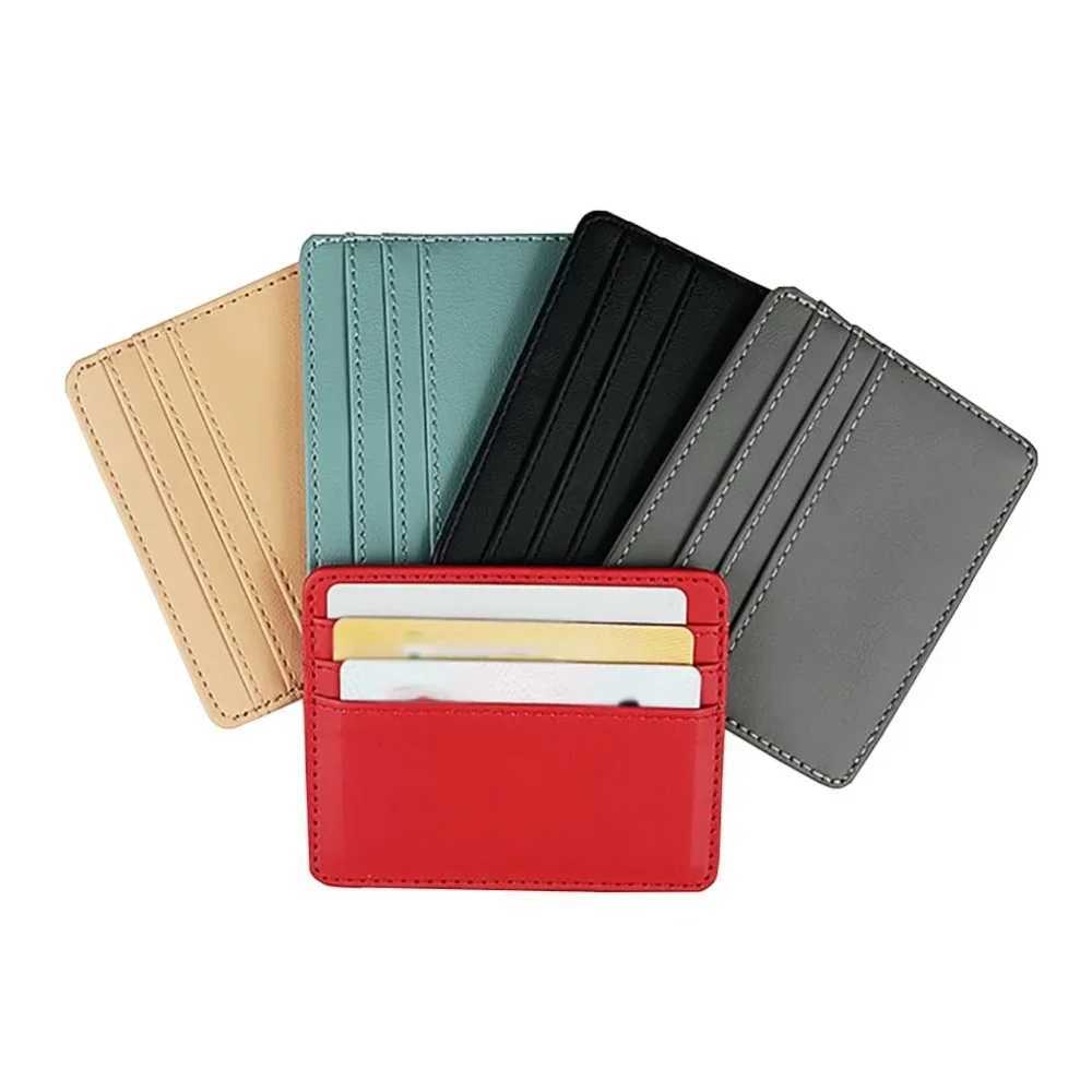 Ultrathin Leather Mini Wallet Slim Bank Credit Card Holder Mens Business Small ID Case for Women Purse 4 Slots CardholderW251017