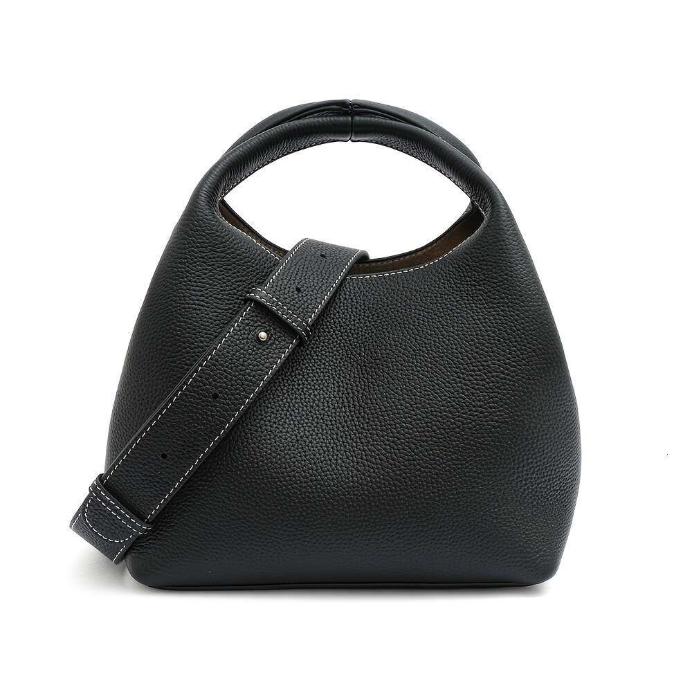 Women Genuine Bucket Small Crossbody Bag With Adjustable Strap, Zipper Closure, Elegant Everyday And Formal Handbag Brown, Spacious Interior Suitable 