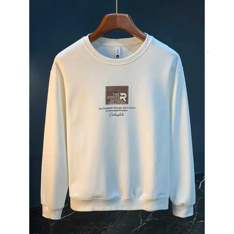 Casual round neck sweatshirt men in spring and autumn 2025 trendy loose fit sportswear drawstring printed long sleeved top Z251017