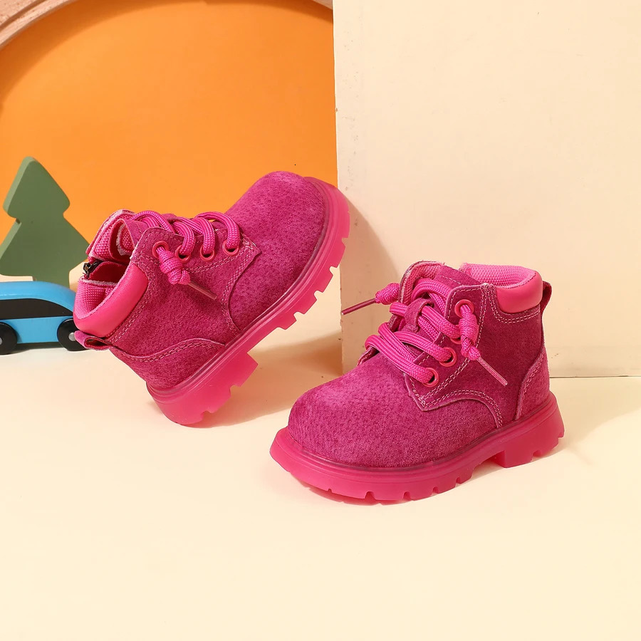 Autumn Baby Boots Leather Boys Ankle Boots Orange Soft Sole Nonslip Fashion Toddler Girls Boots 251015