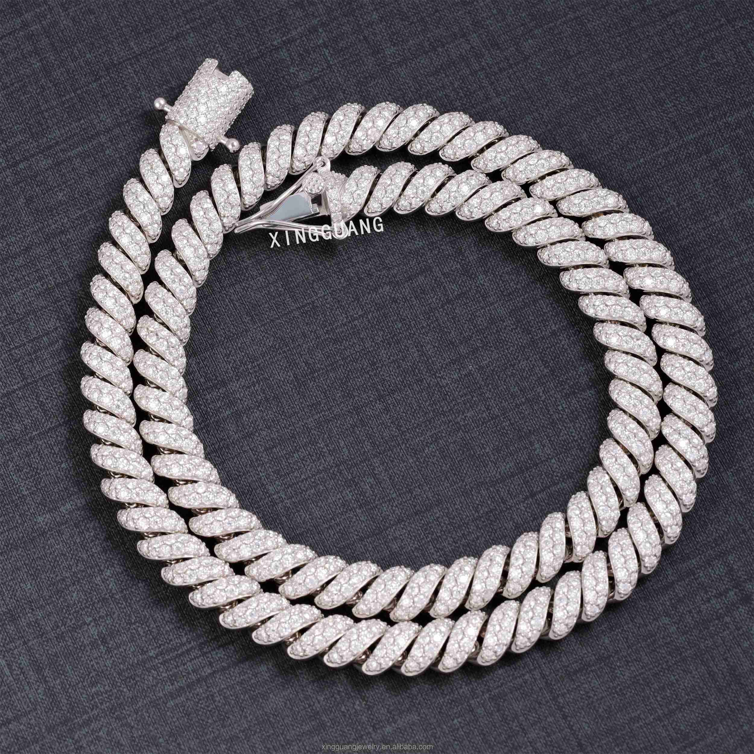 XG Mens Unique 925 Silver Full VVS Moissanite Diamond Rope Necklace GoldPlated Cuban Chain in Hiphop Pudynamic Style