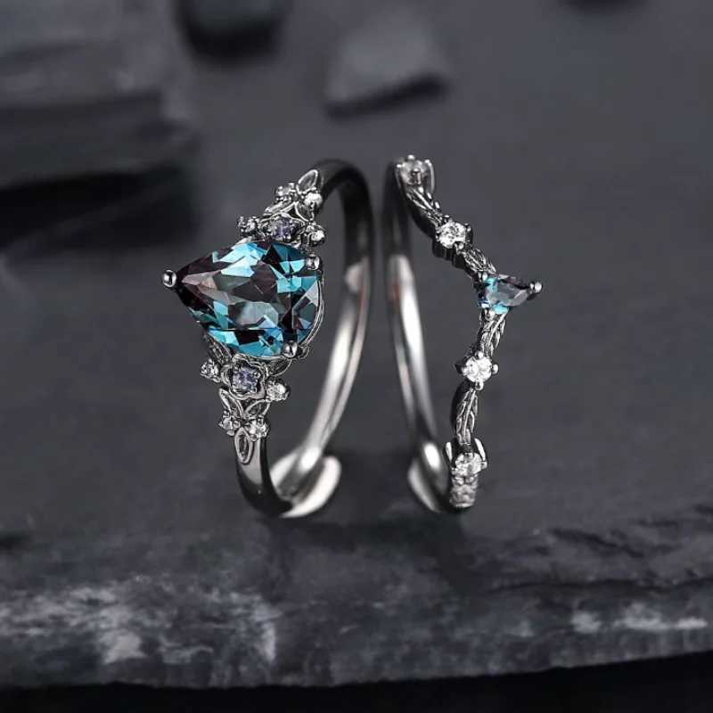 Luxury Gun Black Cubic Zircon Ring Creative Vine Ring Classic Wedding New Dazzling Ladies Accessories Jewelry Z251017
