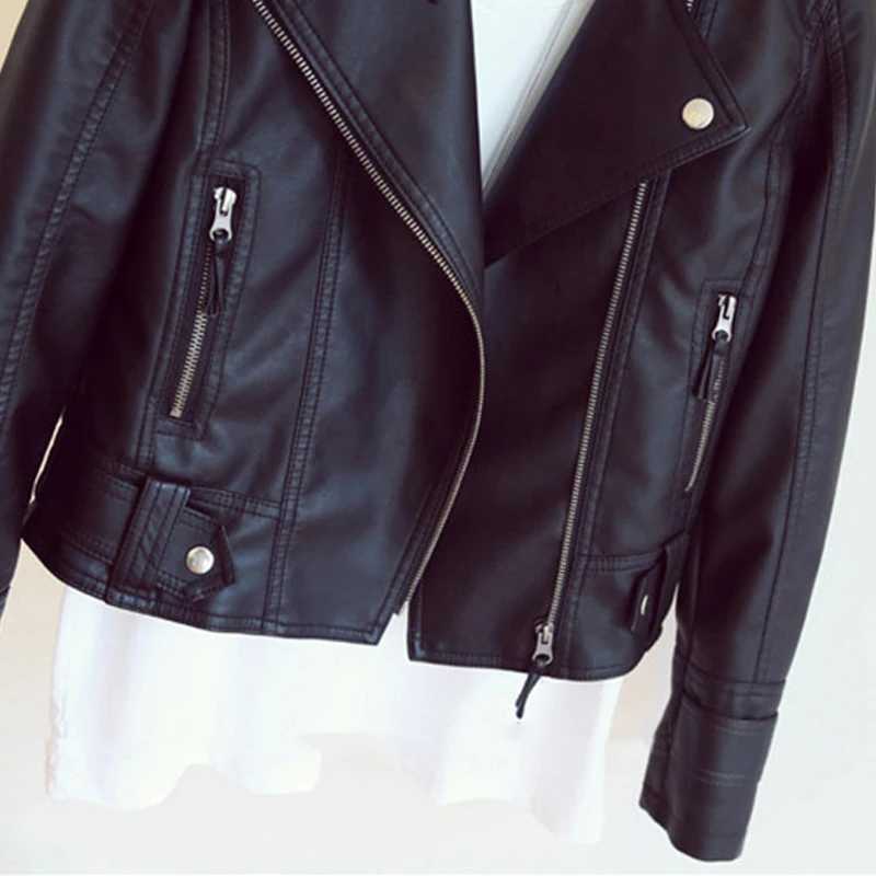 Faux Leather Jacket Women 2025 Spring Autumn Female Loose PU Classic Moto Biker Jacket Lady Basic Coat Plus Size OuterwearT251017