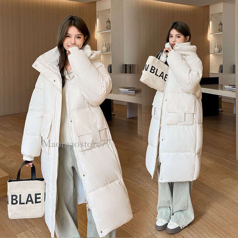 Women's Clothing Winter New Thickened Loose Long Over The Knee For Women Korean Student Hooded Large Pocket Cotton Jacket