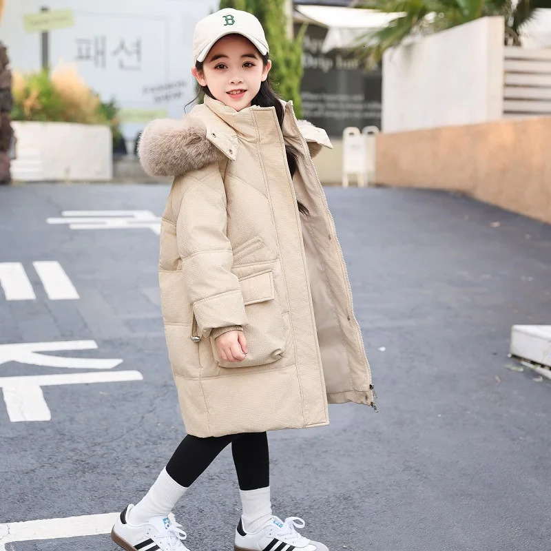 Winter Down Jacket For Girl Hooded Waterproof White Duck Down Thick Warm Teenage Girl Outwear Coat 514 Years Kids Parka 251015