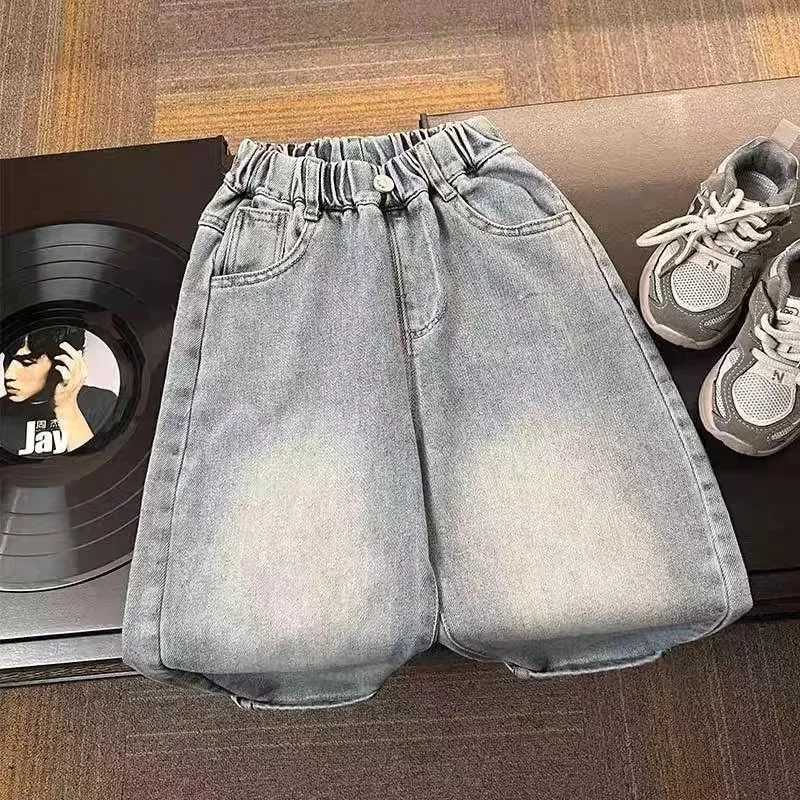 Jeans For Boys For Spring Autumn 2025 New Fashion Nezha Print Elastic Waist Teenagers Clothing Cowboy Pants High Quaity 110160T251017