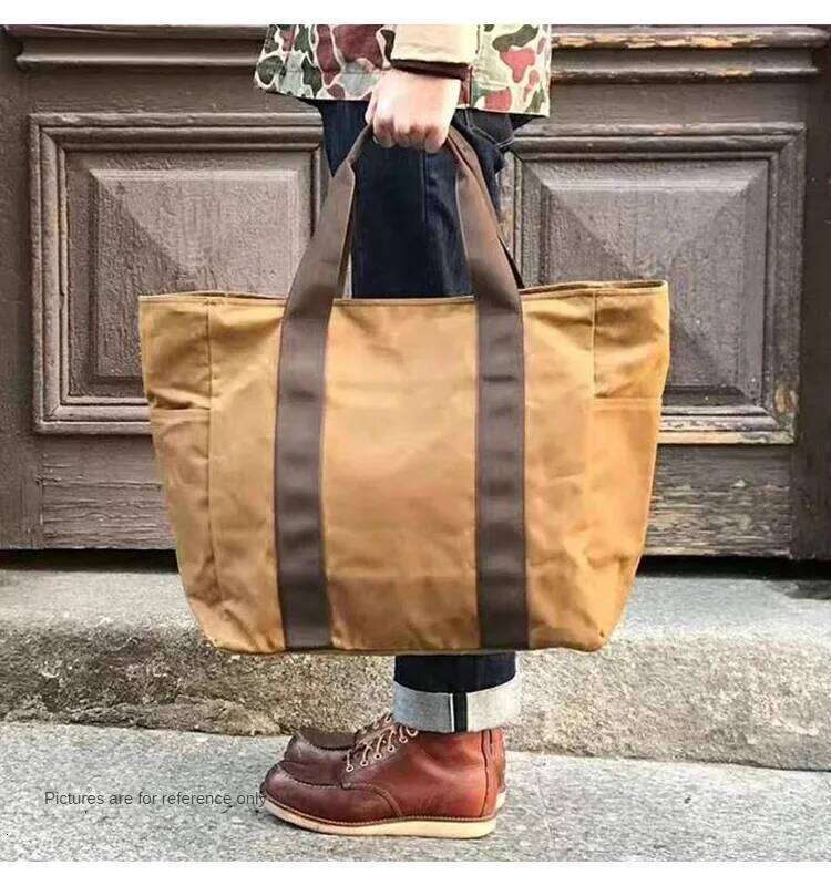 Tailor Brando Classic 70391 Retro 15oz Waxed Canvas Shoulder Size 39*35*13cm Large Capacity Unisex Tote Bag