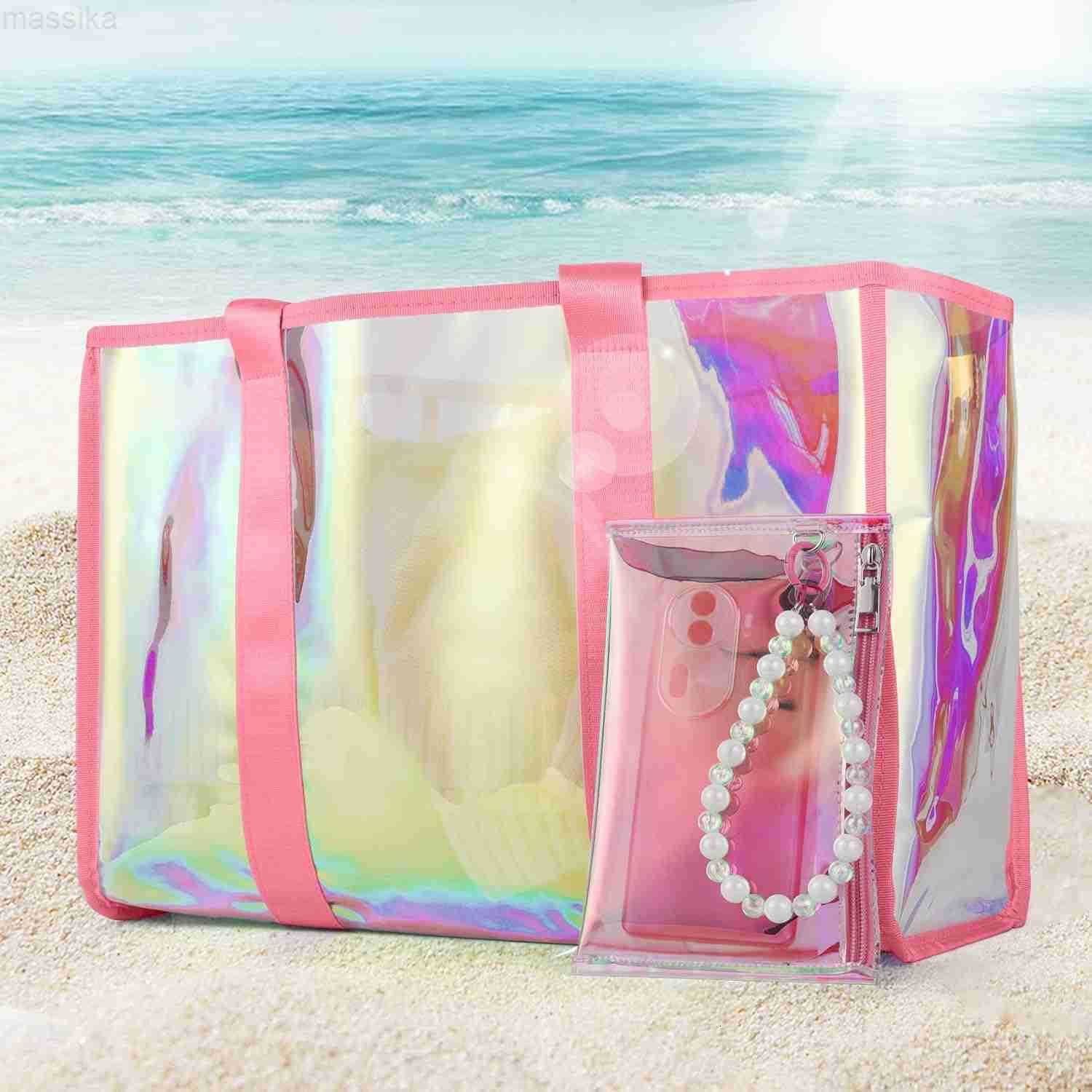 Large Beach Tote Bag For Women 26L With Touch Screen Phone Bag Clear Waterproof Sandproof Beach Shoulder Bag Handbag M251017