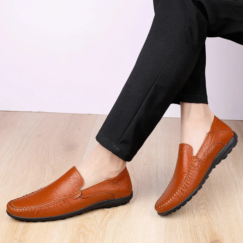 CLOHOO Mens Business Casual Shoes Leather Stitching Comfortable Breathable Rubber Bottom Second Layer Cowhide 251013