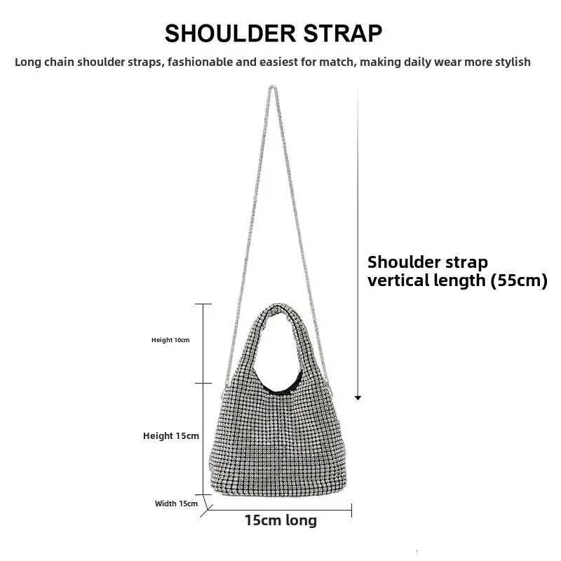 2024 New Fashionable Womens Evening Bag With Embroidered Chain And Rhinestones Handbag Shoulder Crossbody Bucket Bag Z251017