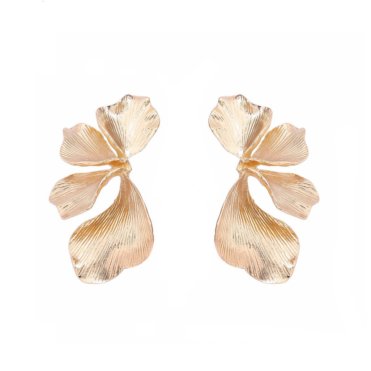 Light Luxury Gold earrings High-End Design Liquid Multi-Layer Retro Texture Petal Earrings Niche Minimalist Style free shipping