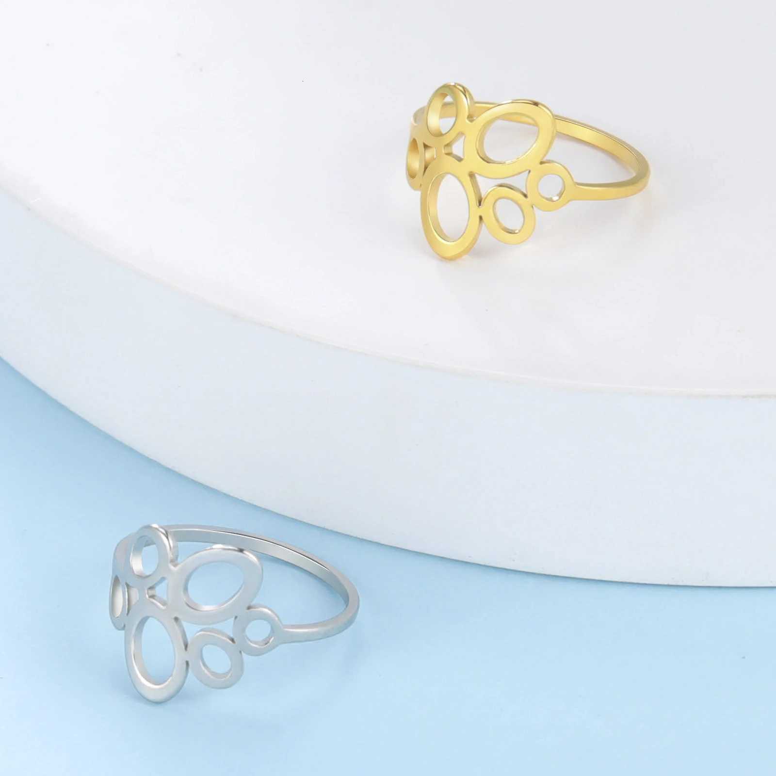 Skyrim Women Irregular Geometric Ring Stainless Steel Minimalist Oval Finger Rings Kpop Fashion Jewelry Gift for Lover New InW251017