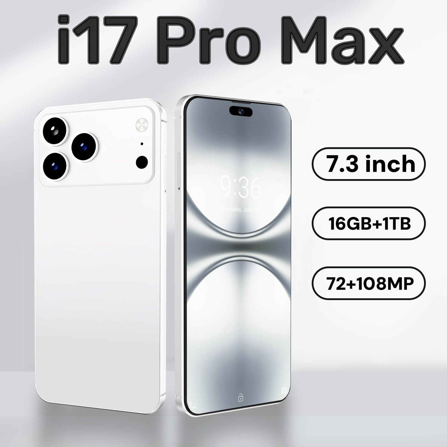 i17ProMax Snapdragon 8 Gen3 10-core 7.3-inch capsule screen (Smart Island) resolution 1440*3200 network 5G 16GB+1TB pixels 50MP+108MP battery 8000mAh 