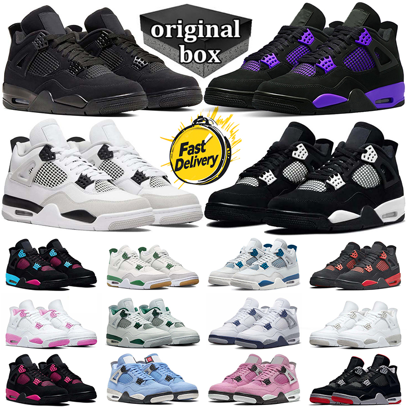 Original Box Designer 4 Basketball shoes Men Women 4s Sneakers Worn Blue Panda Military Black Cat Purple Thunder Cool Grey Bred Sports Mens Trainers