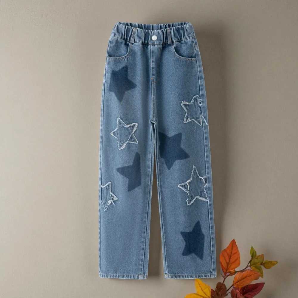 Young Girls Jeans Casual Loose Kids Pants Children Wide Leg Pants Teen School Kids Trousers Autumn Spring 5 7 8 9 10 12 13 YearsT251017