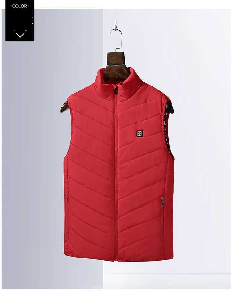 5 Color Outdoor Heated Vest Men Women Winter Sleevless USB Heating Jacket Stand Collar Heating Thermal Waistcoat Hiking Coat H251017