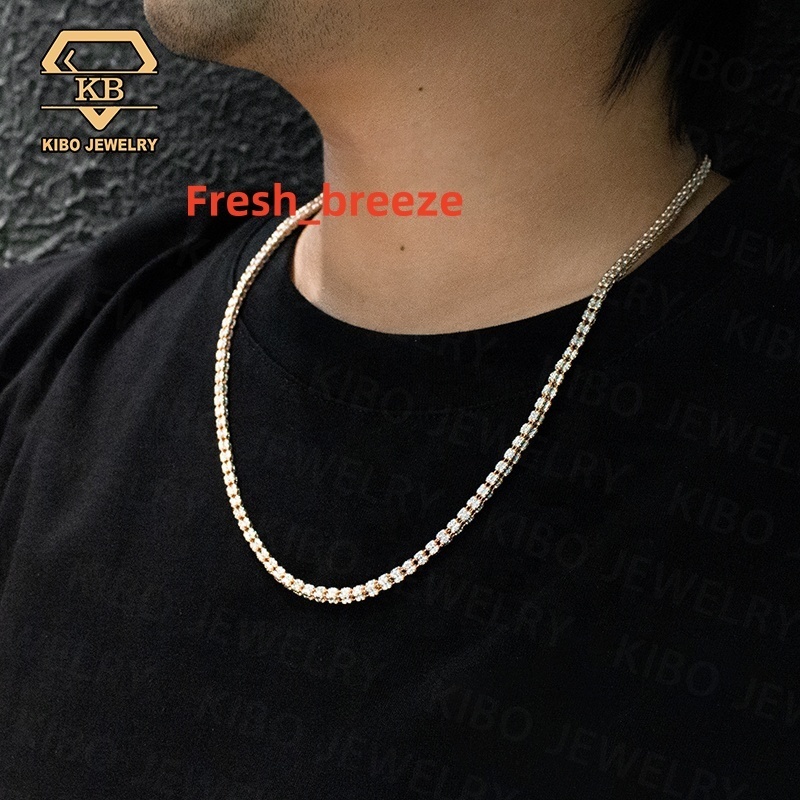 Moon Ice Chain Diamond Cut Rose Gold White Gold Plated Two Tone Silver 925 Hip Hop Mens Necklace Custom New Design Jewelry