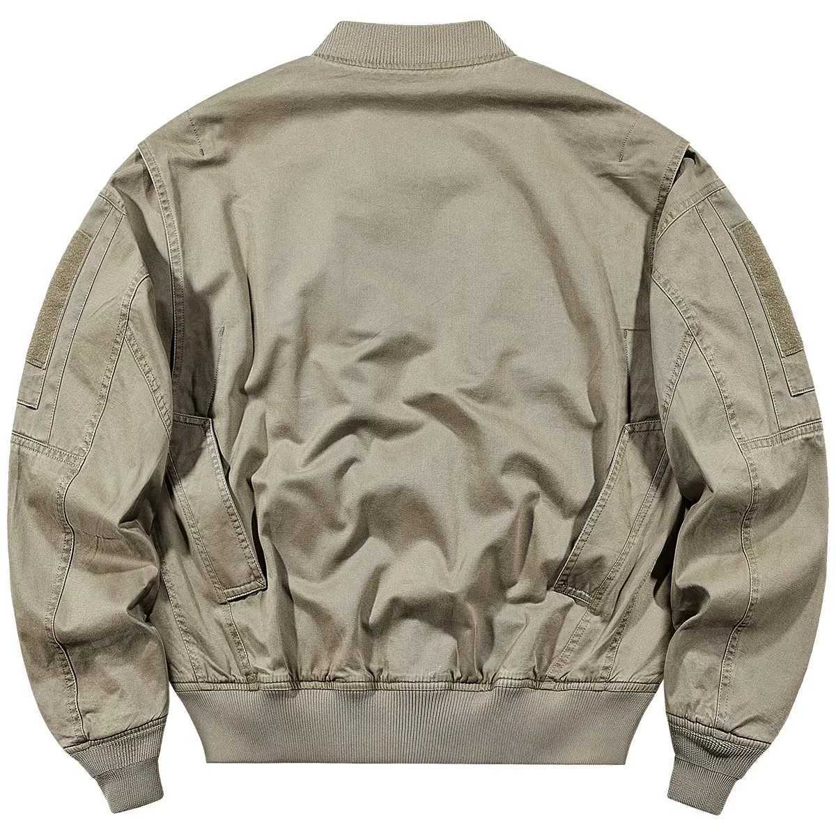 Vintage Washed Pilot Jacket Mens Multi Pocket Embroidered Badge Cargo Coat Military Tactical Flight Jacket for Male J251017