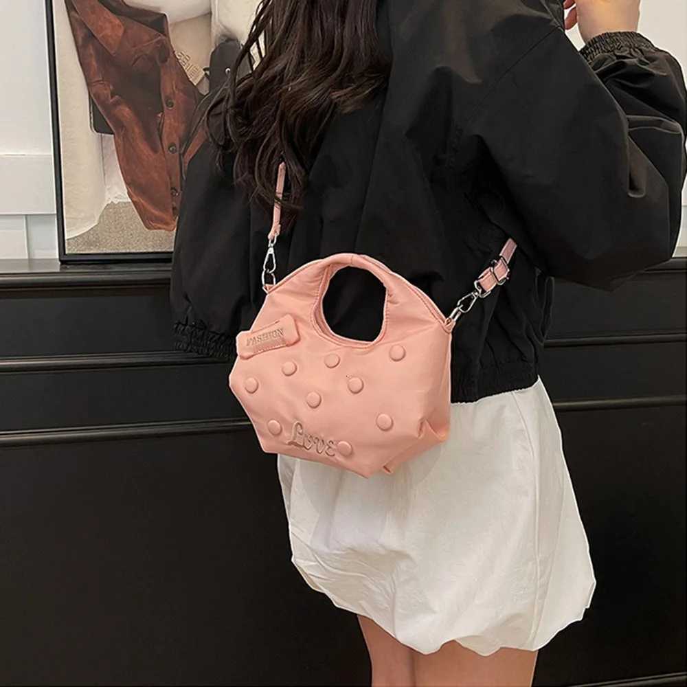 Cute Cookie Design Handbag Korean Style Large Capacity Crossbody Shoulder Bag Solid Color Nylon Girly Commuting Bag Outdoor Z251017