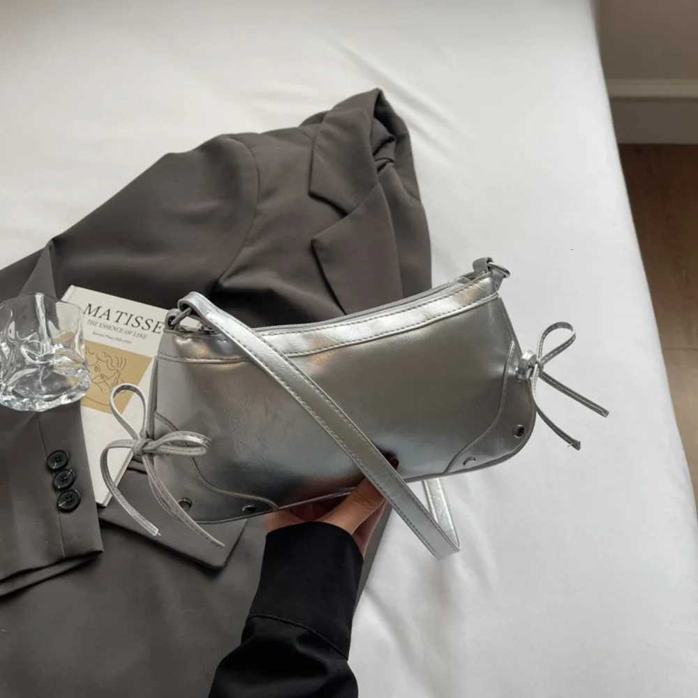 Cute Solid Color Shoder Bag Designer Bow Tie Armpit Bag PU Leather Y2K Wen Handbag Ladies1 D251017