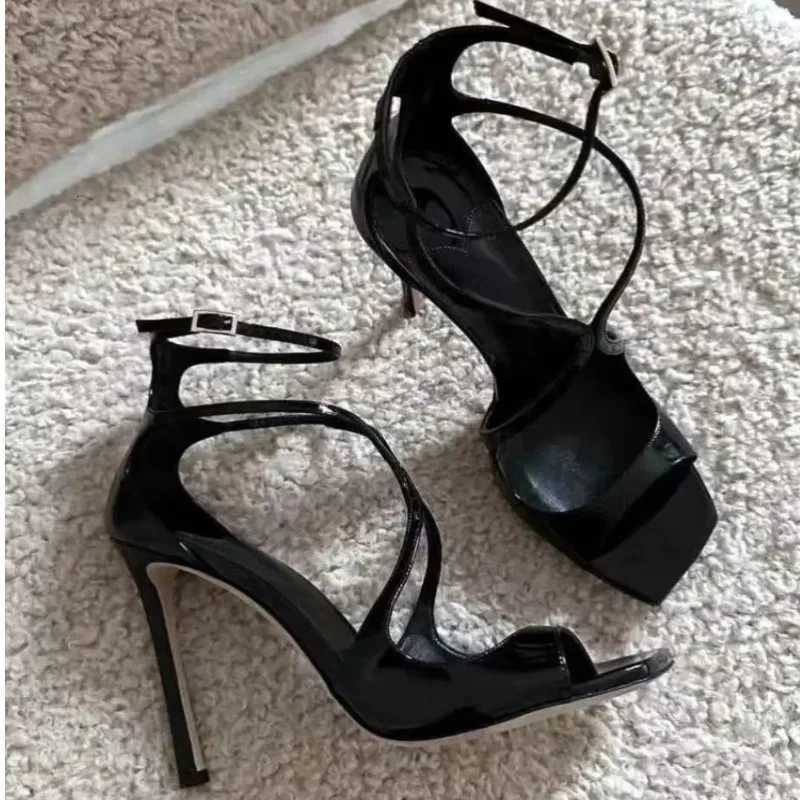 Luxury Satin Designer Women Pumps Sexy Cross Strap Square Toe Heeled Sandals Elegant Purple Thin High Heels Party Dress Shoes Z251015