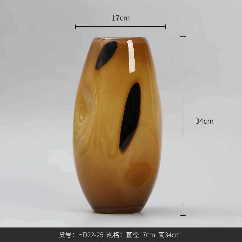Mediumold brown black polka dot oval glass highend vase home creative design soft decoration hydroponic flower appliance C251017
