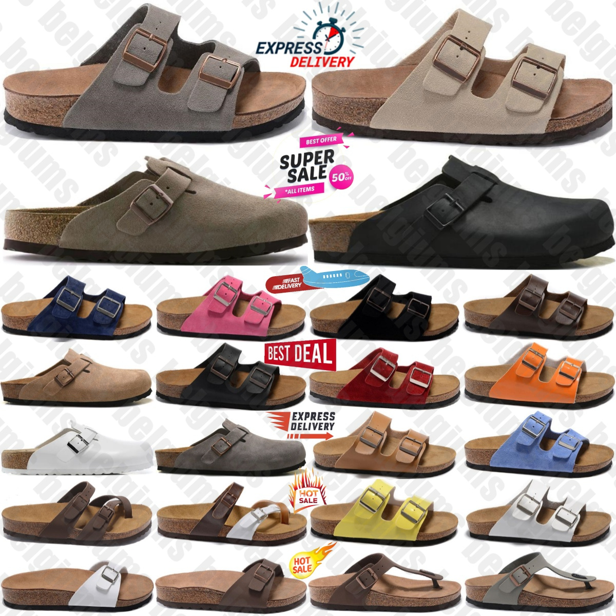 Designer Casual Flats Slippers Leather Taupe Clogs Mocha Beige Sand Women Men Suede Flip Flops Soft Footed Black White Cork Beach Slipper Brown Pink Scuffs
