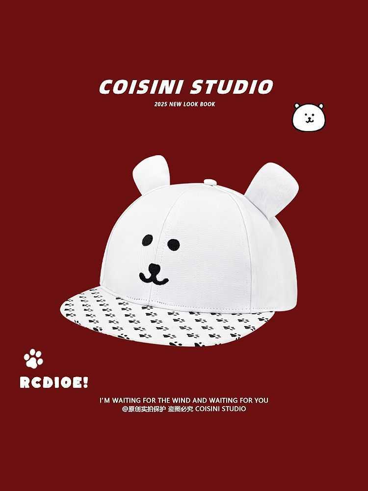 Cute Niche Design SelfDeprecating Bear Flat Brim Baseball Cap for Girls Spring Summer Sweet Cool Anime Bear Baseball Hat W251017