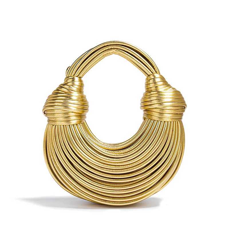 2024 New Gold Handbags for Women Luxury Designer Brand Handwoven Noodle Bags Rope Knotted Evening Clutch Underarm Dumpling Bag Z251017