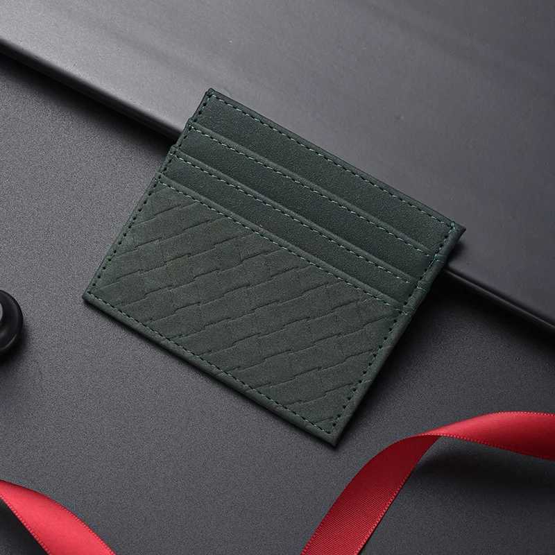 2025 new light and thin card bag mini ultrathin onepiece mens and womens small woven soft leather card holderW251017