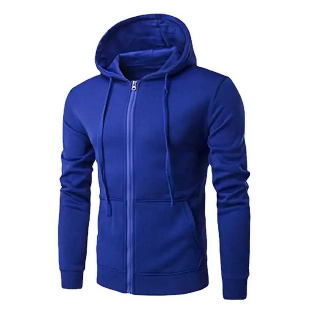 Mens Fashion Fleece Zipper Sweatshirt Loose Casual Hoodie for Spring Autumn Z251017