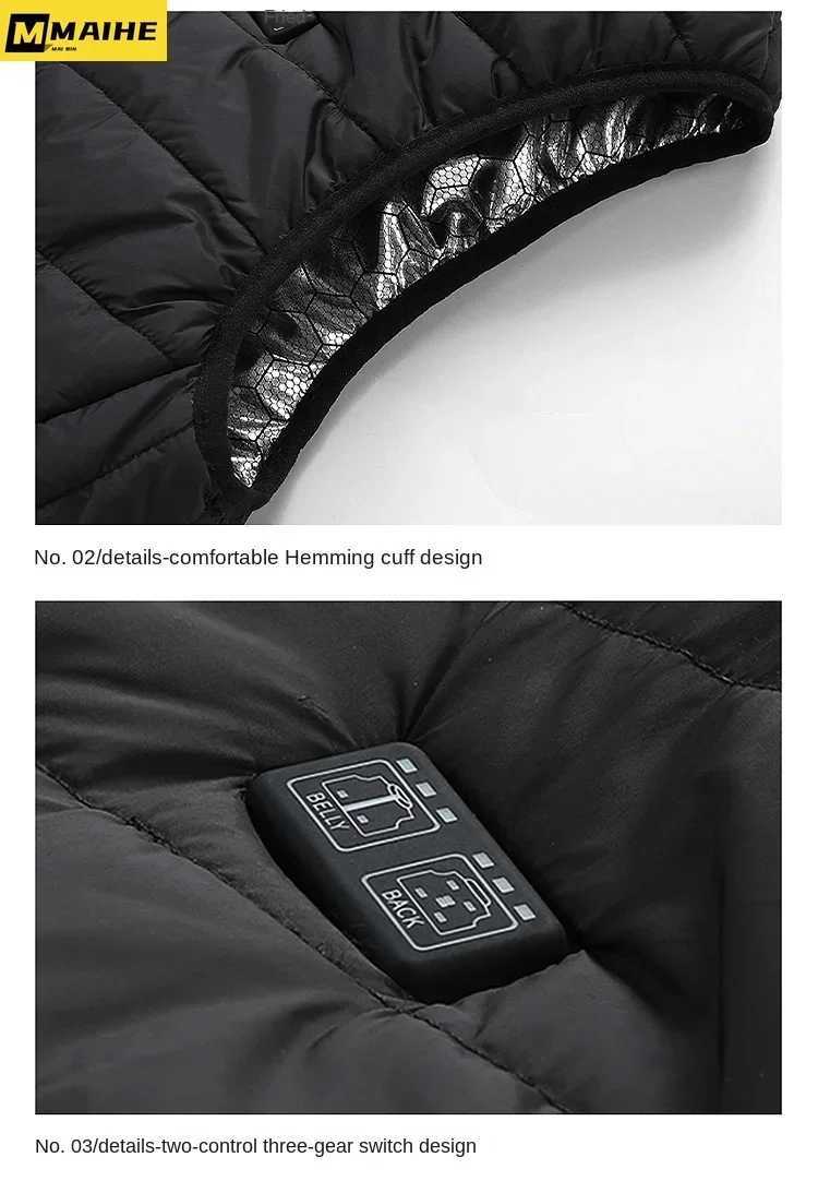 21 Areas Intelligent Electric Heating Vest Mens Winter Warm Jacket Usb Dual Control Infrared Heating Suit Casual Men Vest Coat H251017