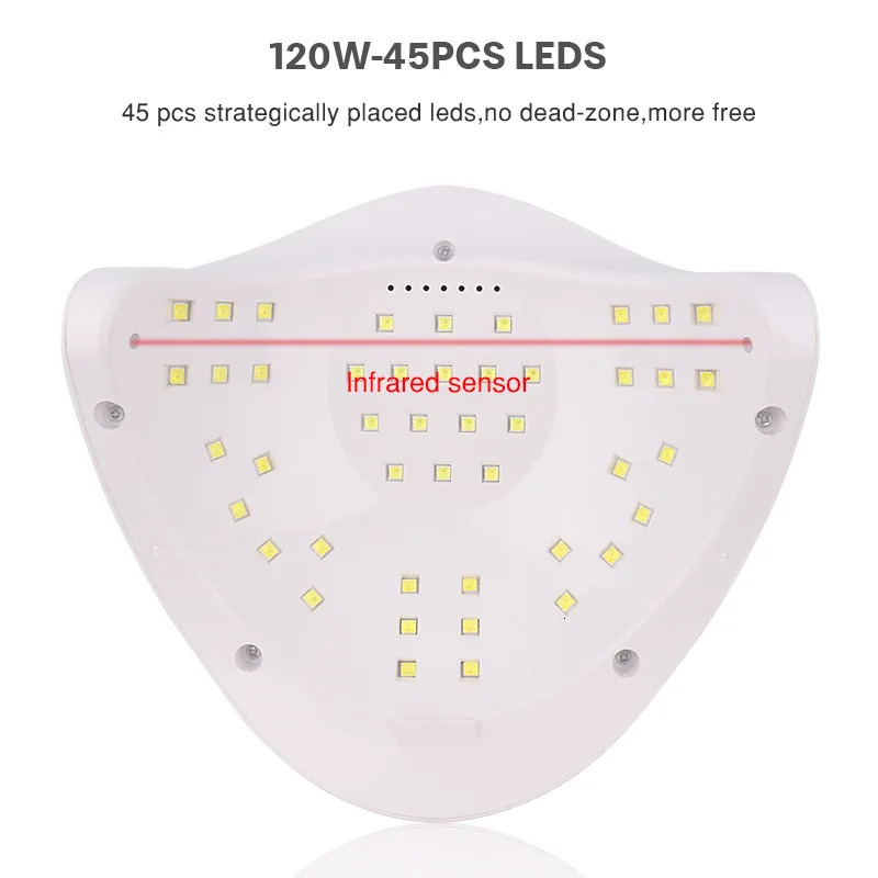 120W Nail Dryer 45 LEDs Professional Nail Sensor Lamp UV Lamp Fast Curing LED Dryng All Gel Nail Polish Intelligent Salon Tool 251014