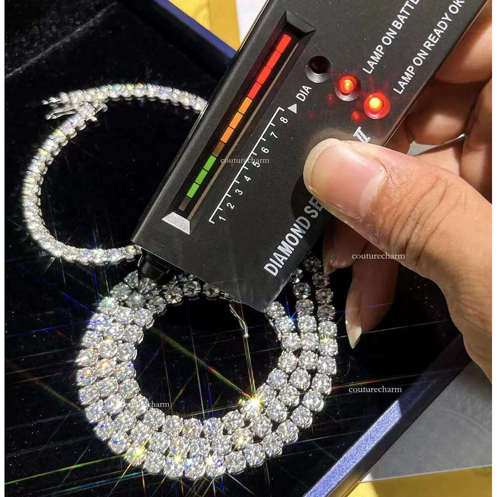 necklace moissanite chain Custom Sier Real White 5mm Moissanite Dia Tennis Gold Chain Necklace