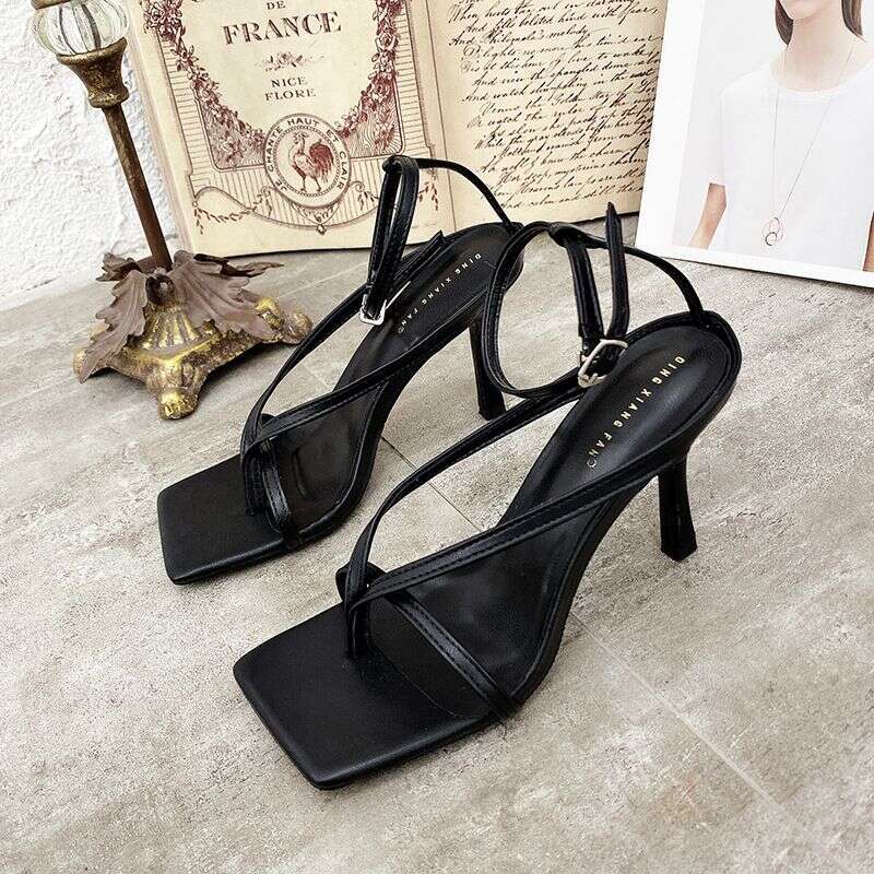 Stylish Square Toe Sandals With High Heels