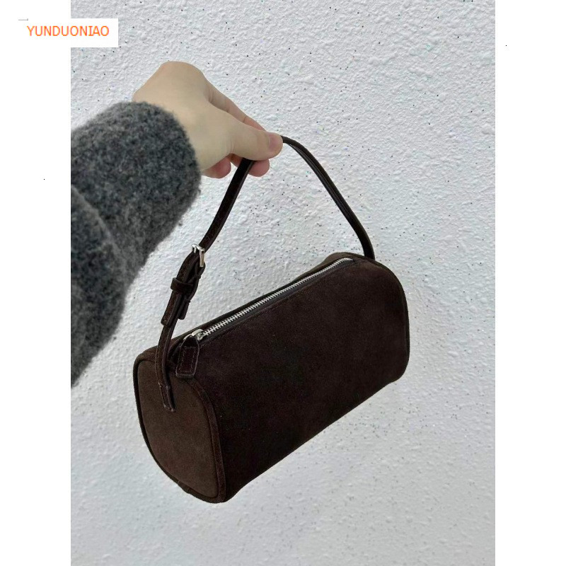 Suede cowhide luxury handbag new autumn and winter designer bag hand-held pencil case women's shoulder bag trendy and versatile women's hand