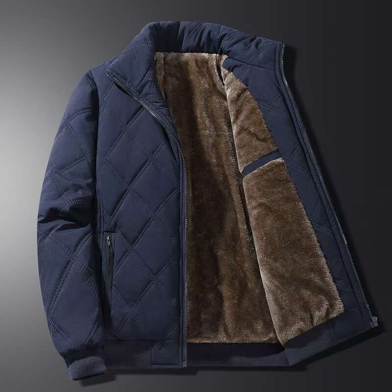 Maxbarley 2025 Winter Fleece Warm Men Casual Retro Thick Windproof Cotton Padded Jacket Camping Stand Collar Padding Coat Down Cotton