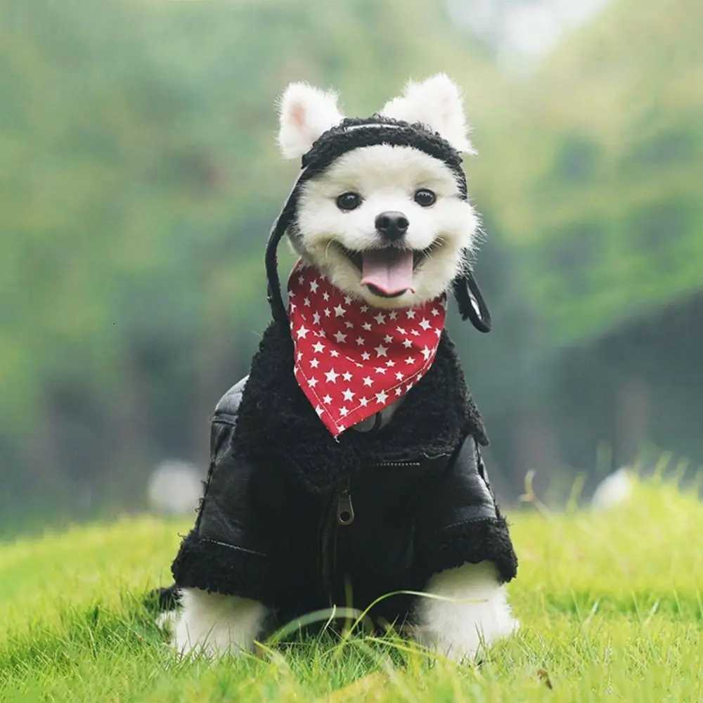 Pet Accessories Thickened Dog Leather Jacket Coat Warm Windproof Dog Motorcycle Jacket Velvet Winter Pet Clothes PhotographW251017