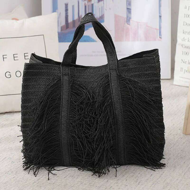 Designer Bags New Tassel Handbag For Women Large Capacity Hand Woven Tote Summer Beach Vacation Shoulder Bag Hot Selling