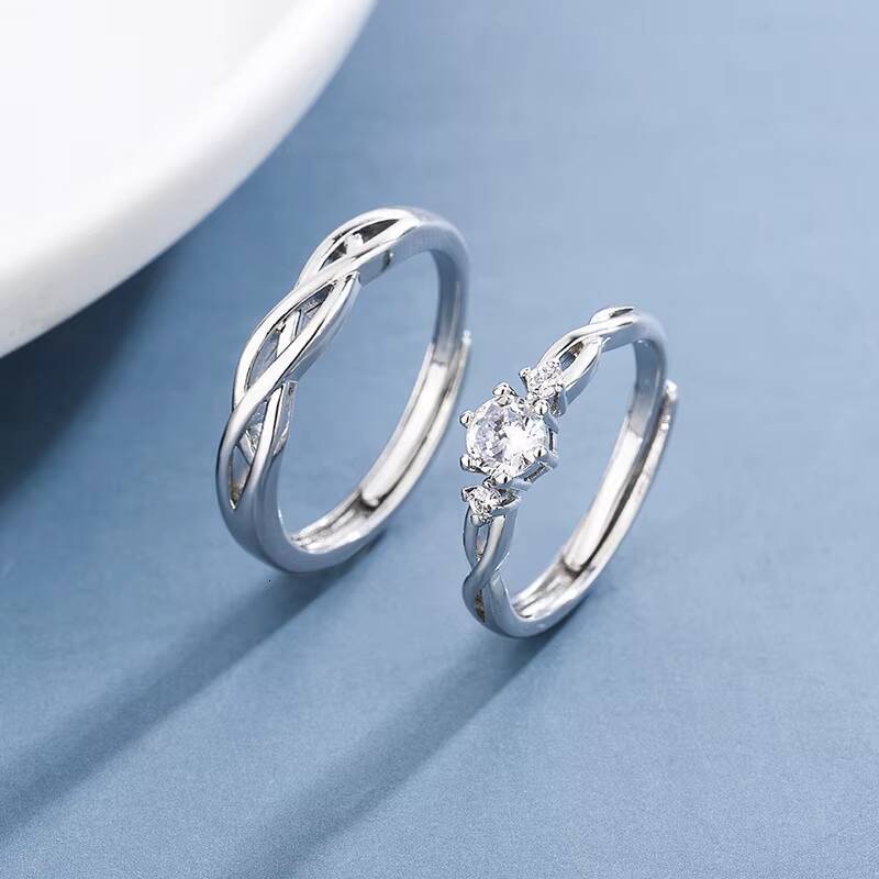 S925 Silver Moissanite Couple Rings Stylish and Simple Design for Dating Anniversaries Engagement Gifts