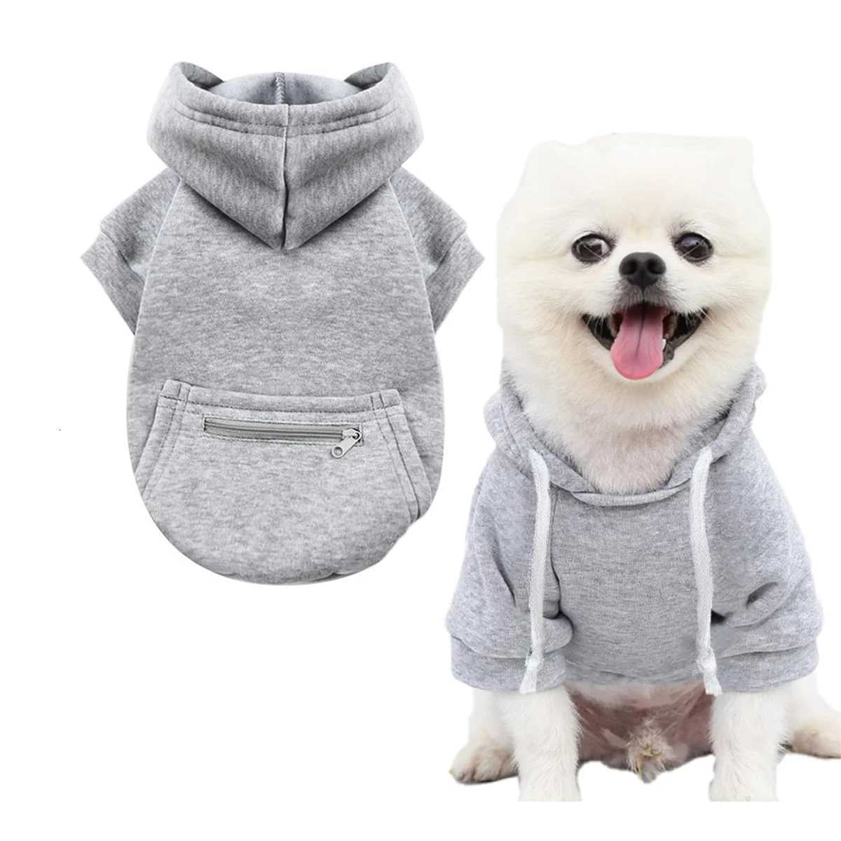 1 Pieces Hoodie Sweatshirts with Pockets Clothes for Small Dogs Cat Custume Small mediumsized dog zipper pocket hoodieW251017