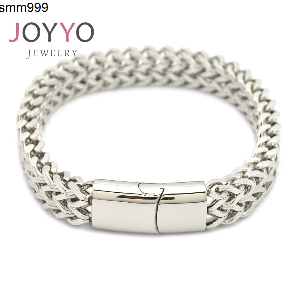 Wholesale Hot Sale High Quality Stainless Steel Fashion Fine Jewelry Franco Chain Magnetic Buckle Bracelets for Men