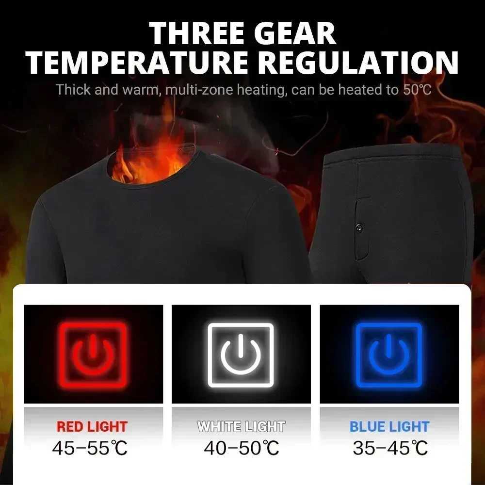 Winter Thermal Heated Jacket 28 Areas Hiking Shirts Skiing Sets Heating Clothing Heated Underwear H251017