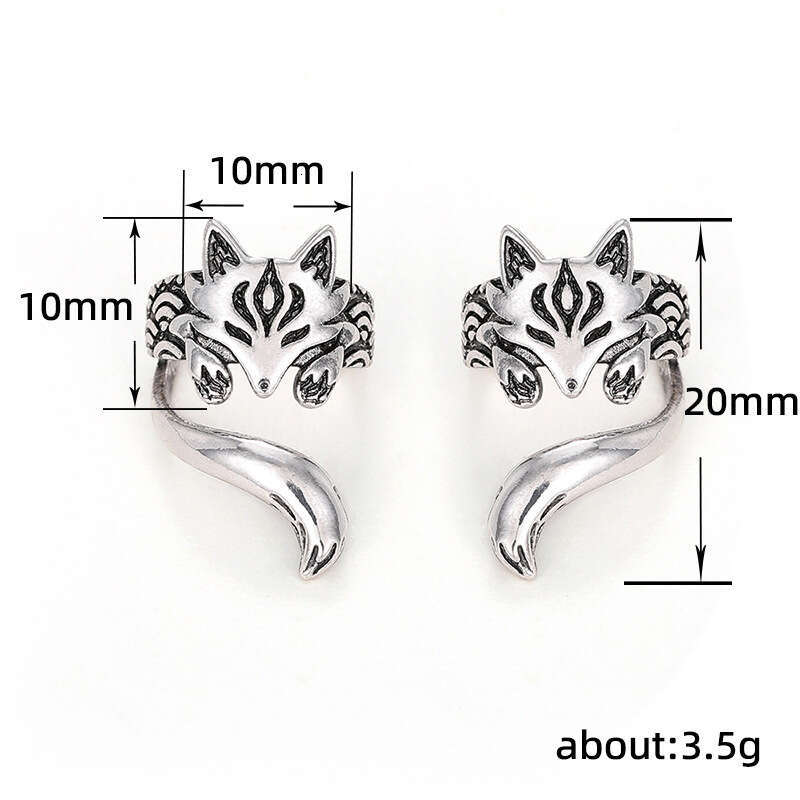 New Cute Fox Ear Clip Female fashion Creative Small Animal Alloy Earrings